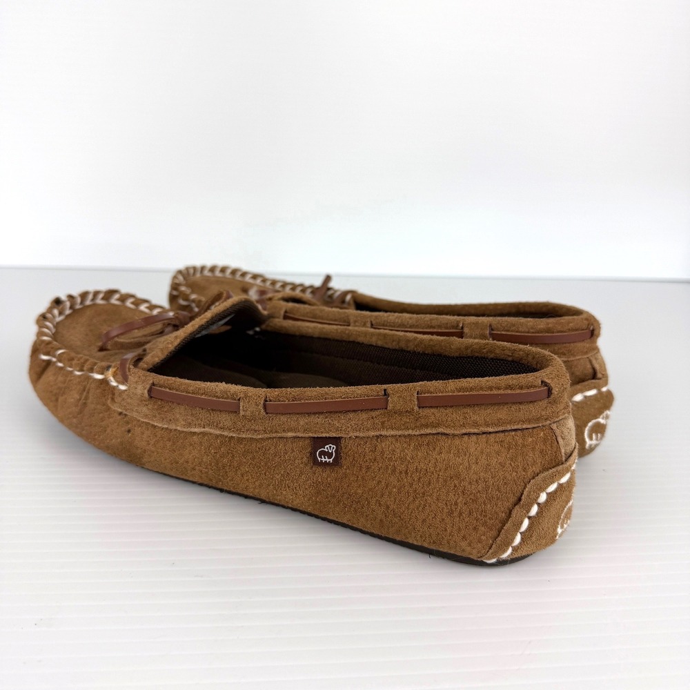 Lamo Womens Moccasin Slippers Chestnut Brown Suede Whipstitch Size 9.5 Comfort - Picture 4 of 13
